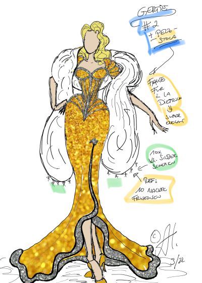 Entwurf Drag Kostüm für  Mickie Krause bei Viva La Diva (RTL)